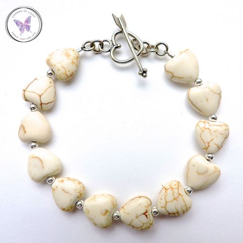 Howlite Hearts Healing Bracelet